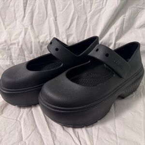 CROCS Black Platform Mary Jane Clogs